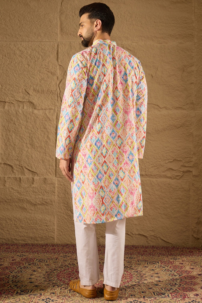Multicolor Viscose Rayon Abstract Embroidered Straight Kurta MKU1251