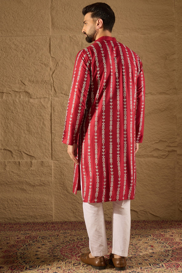 Maroon Viscose Rayon Printed Straight Kurta MKU1278