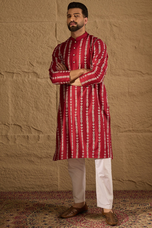 Maroon Viscose Rayon Ethnic Motifs Printed Straight Kurta HOPMKU1278