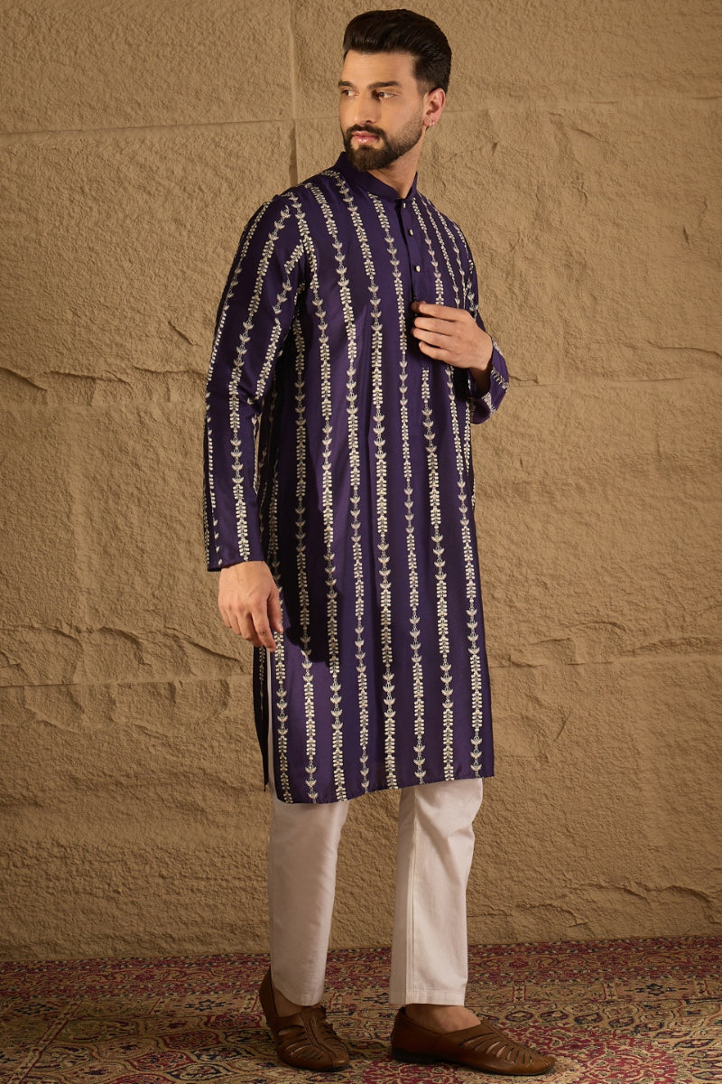 Purple Viscose Rayon Printed Straight Kurta MKU1280