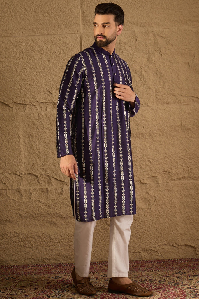 Purple Viscose Rayon Printed Straight Kurta MKU1280