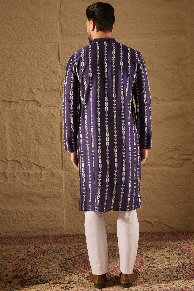 Purple Viscose Rayon Printed Straight Kurta MKU1280