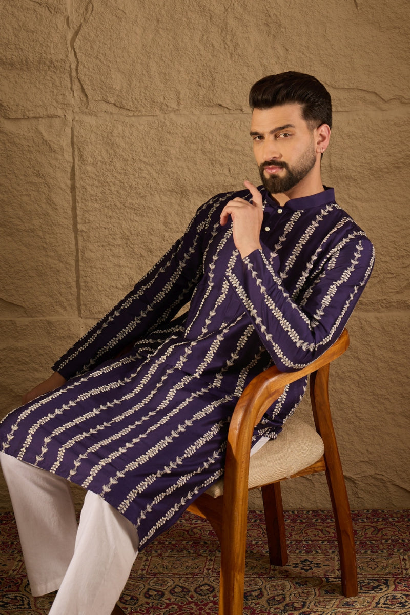 Purple Viscose Rayon Printed Straight Kurta MKU1280