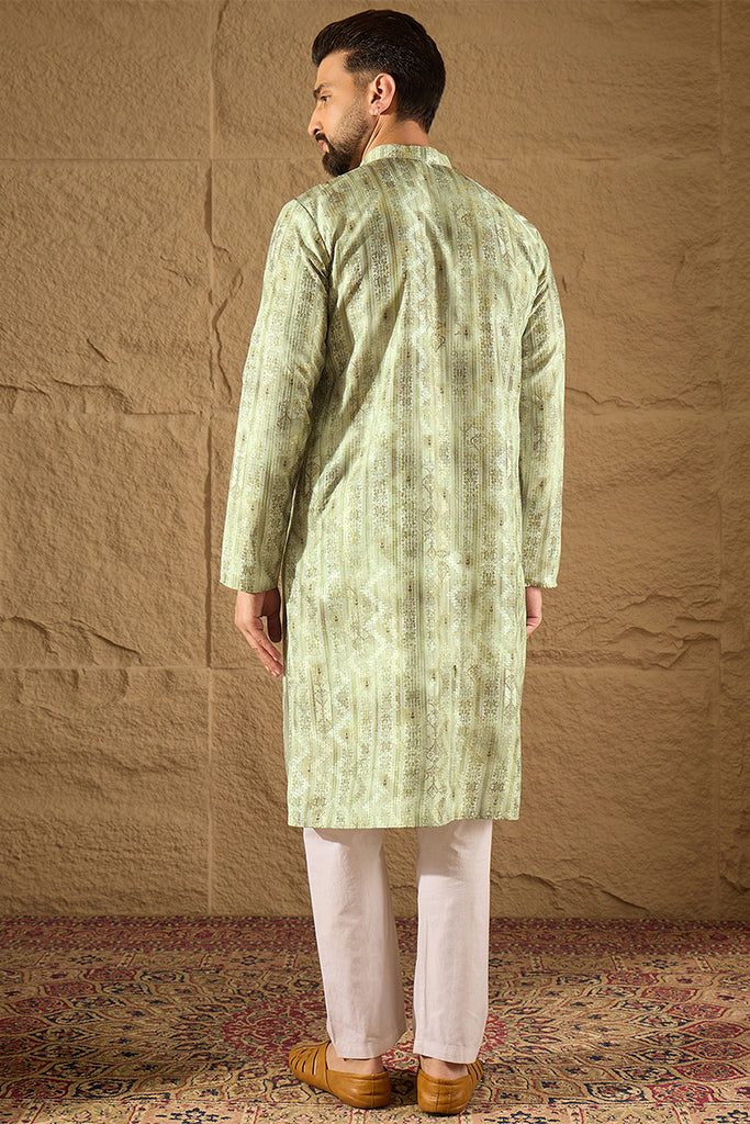 Olive Silk Woven Straight Kurta MKU1302