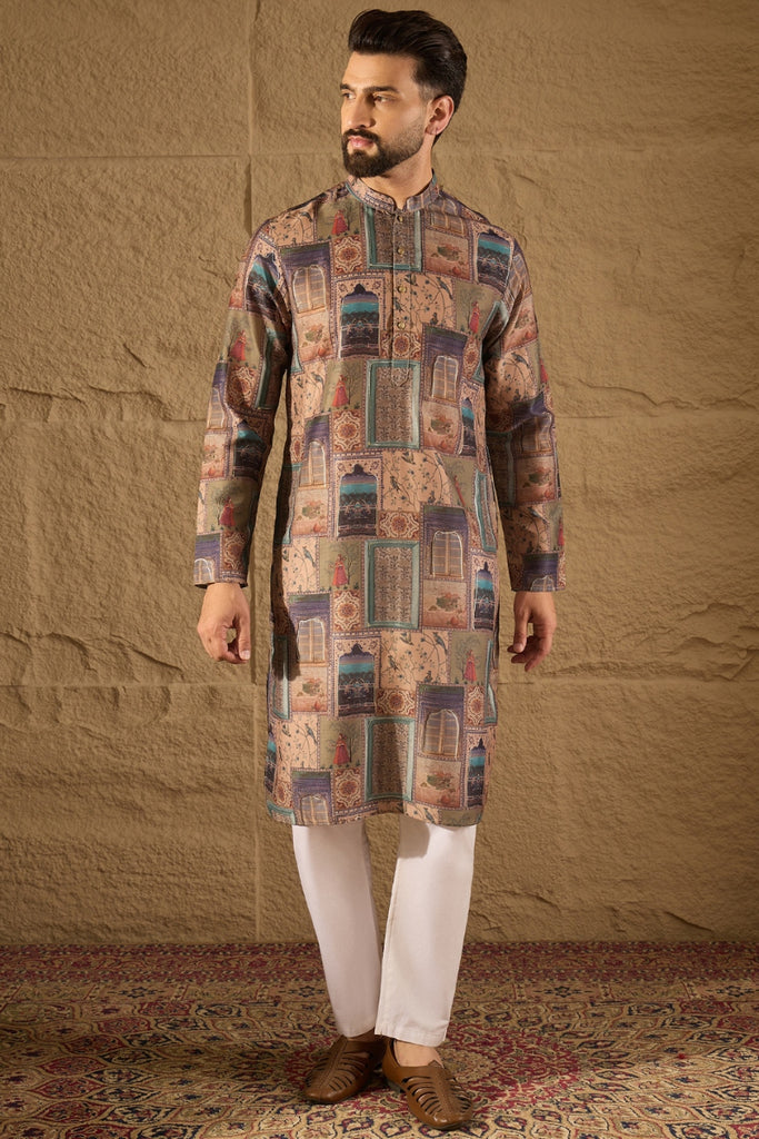 Multi Viscose Rayon Ethnic Motifs Straight Kurta MKU1306