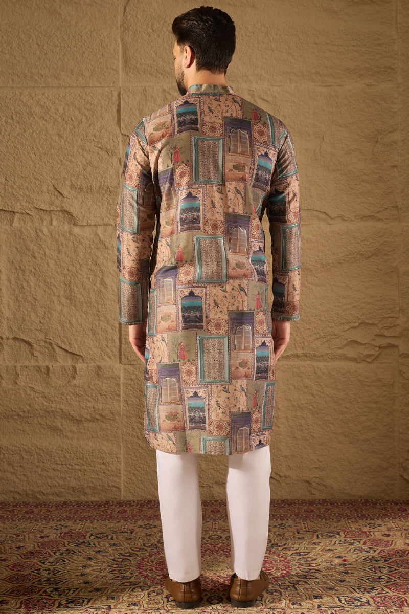 Multi Viscose Rayon Ethnic Motifs Embroidered Straight Kurta HOPMKU1306