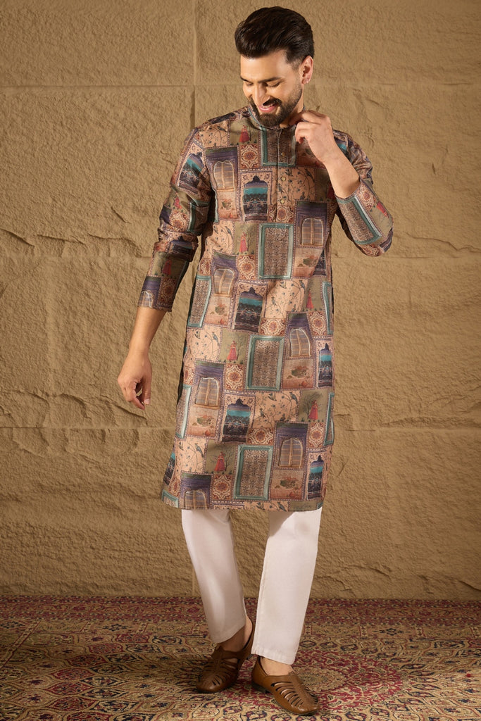 Multi Viscose Rayon Ethnic Motifs Embroidered Straight Kurta HOPMKU1306