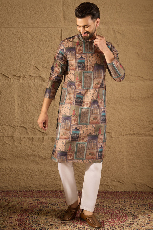 Multi Viscose Rayon Ethnic Motifs Straight Kurta MKU1306
