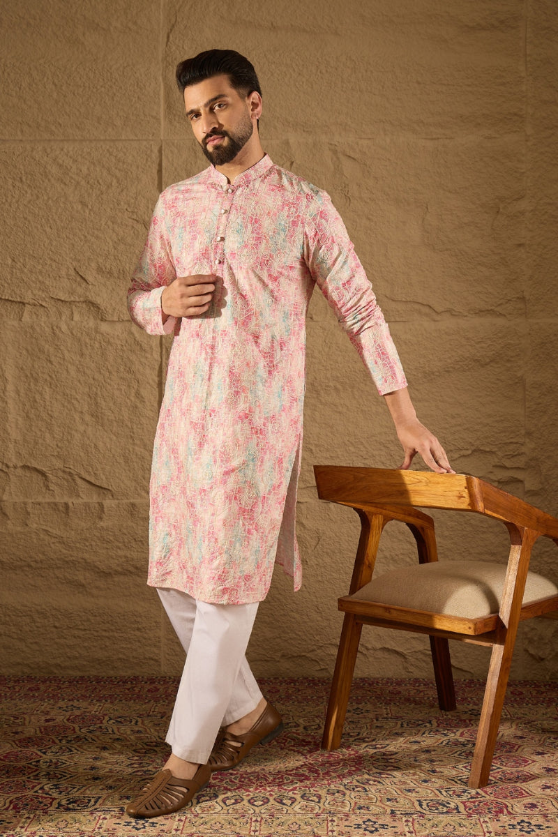 Multi Viscose  Ethnic Motifs Printed Straight Kurta MKU1308