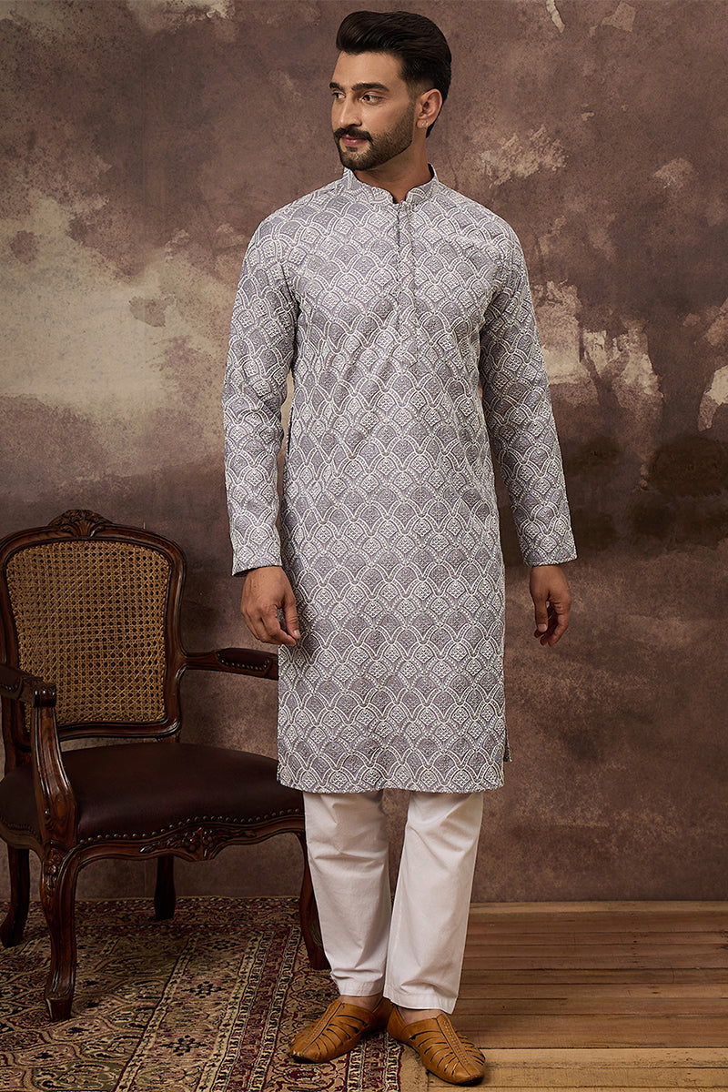 Lavender Viscose Rayon Solid Embroidered Straight Kurta HMKU1387
