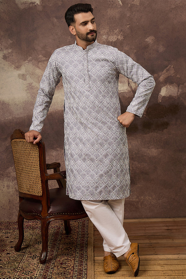 Lavender Viscose Rayon Solid Embroidered Straight Kurta MKU1387