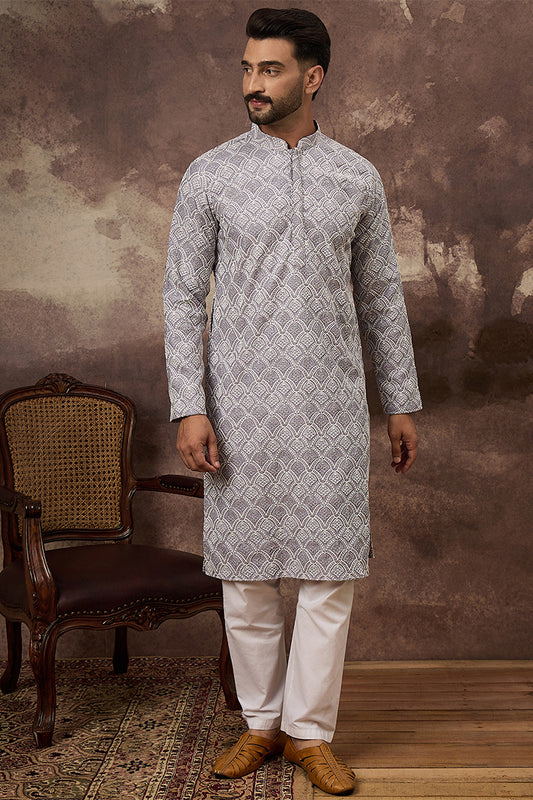 Lavender Viscose Rayon Solid Embroidered Straight Kurta MKU1387