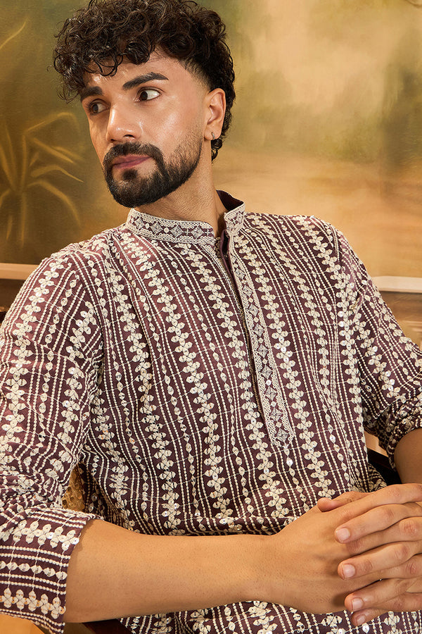 Purple Viscose Rayon Embroidered Straight Kurta MKU1409