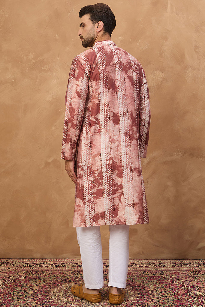 Brown Silk Blend Shibori Embroidered Straight Kurta MKU1539