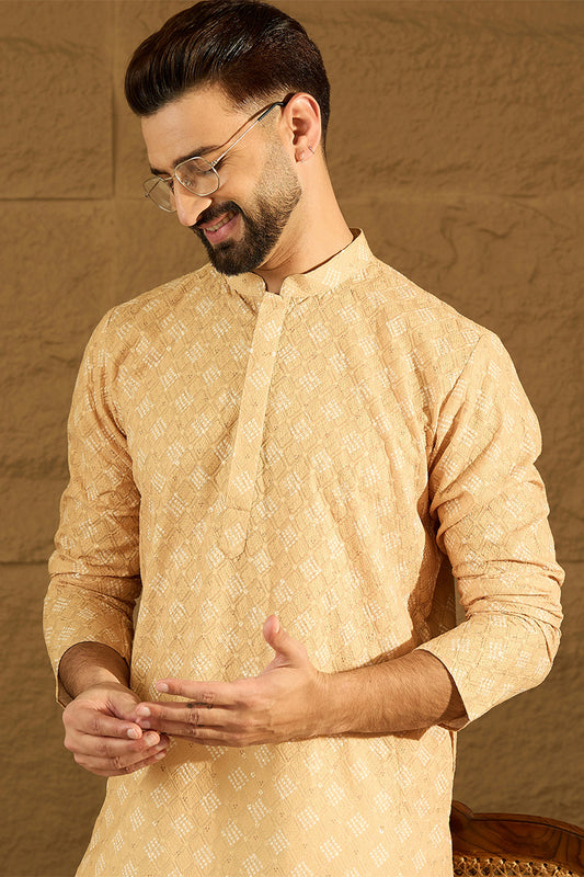 Yellow Viscose Rayon Bandhani Embroidered Straight Kurta MKU1585