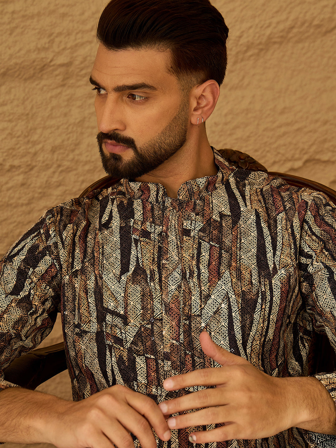 Black Viscose Rayon Abstract Printed Straight Kurta MKU1610