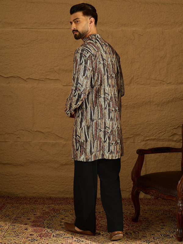 Black Viscose Rayon Abstract Printed Straight Kurta MKU1610
