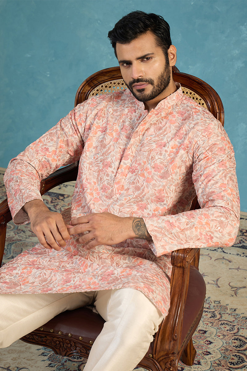 Multi Viscose Rayon Embroidered Calf Length Straight Regular Kurta With Trouser MKSET1759