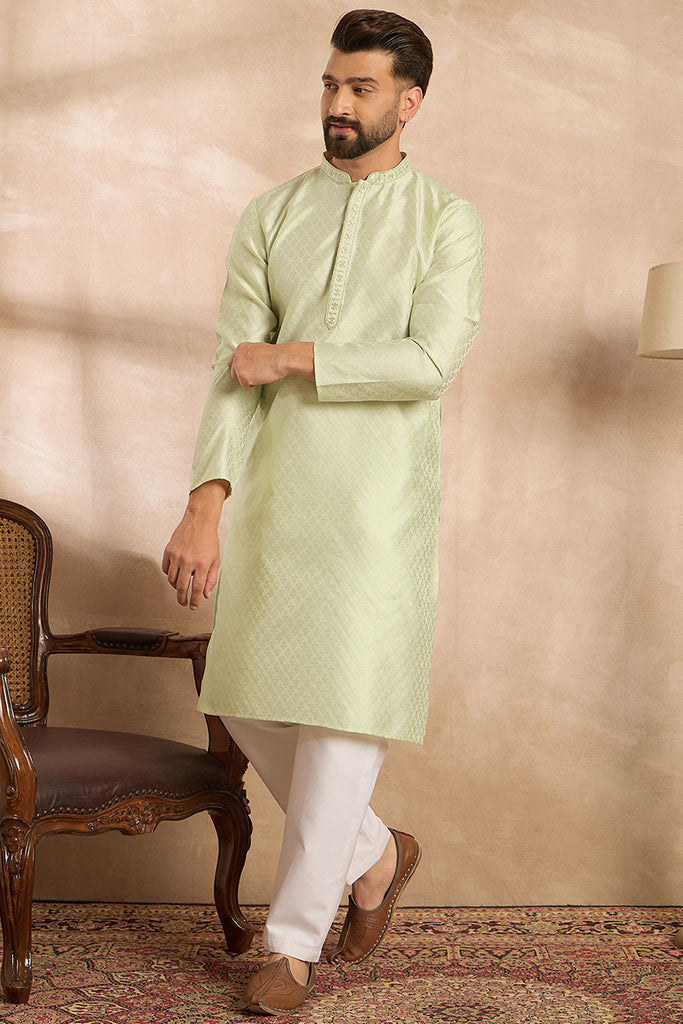 Teal Polyester Solid Embroidered Straight Kurta MKU1839