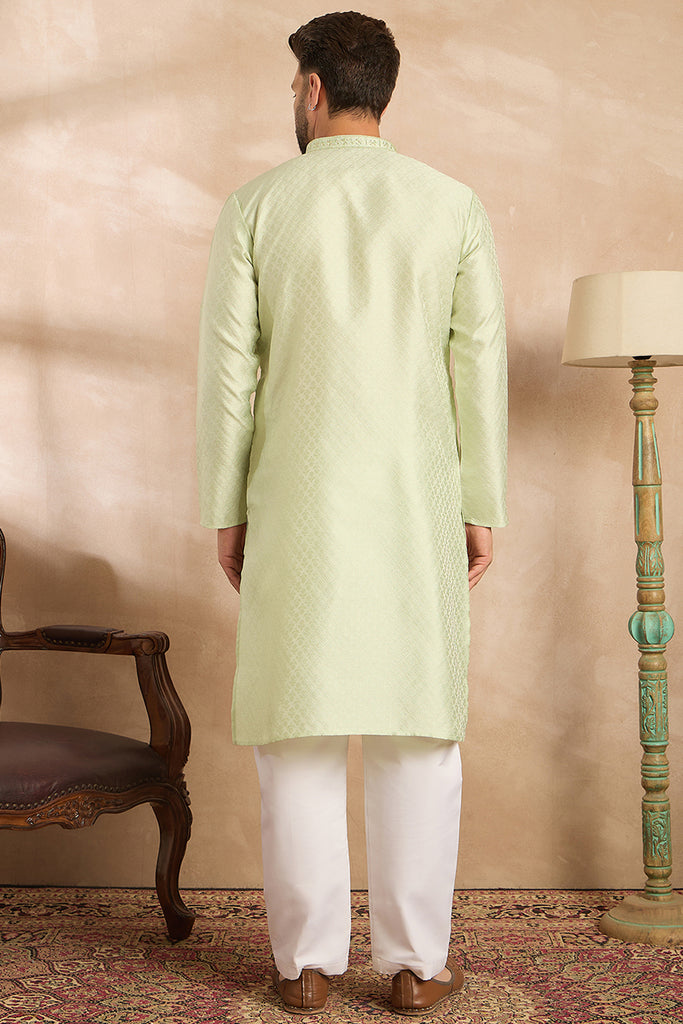Teal Polyester Solid Embroidered Straight Kurta With Trouser MKSET1839