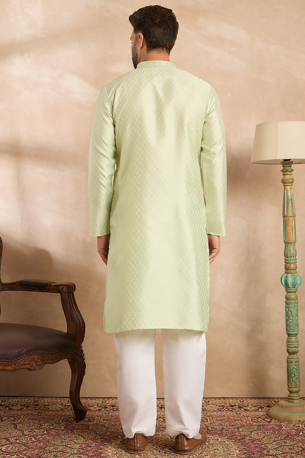 Teal Polyester Solid Embroidered Straight Kurta MKU1839
