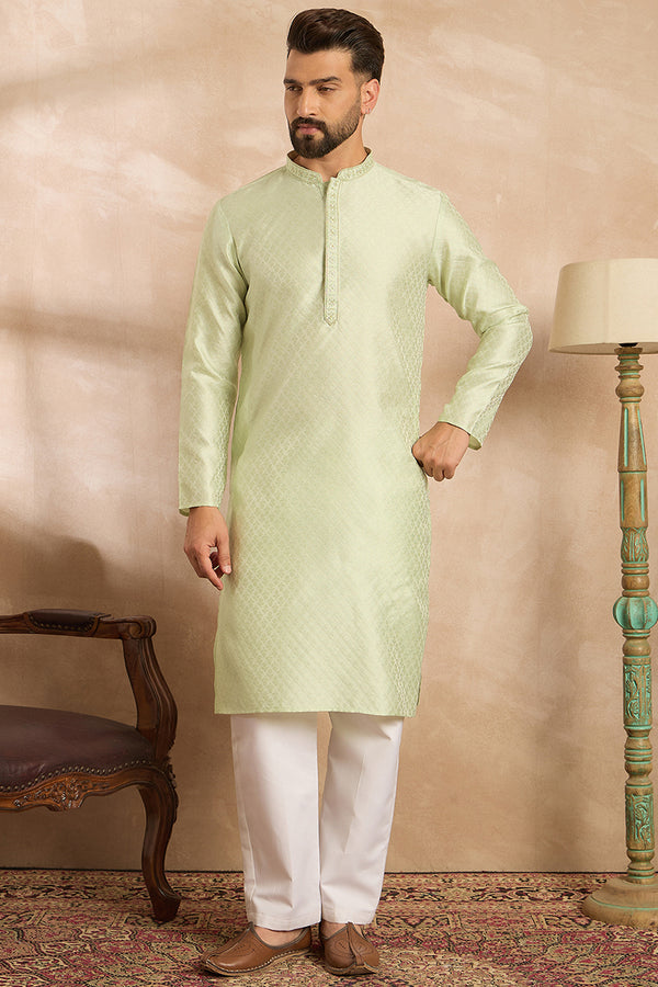 Teal Polyester Solid Embroidered Straight Kurta With Trouser MKSET1839