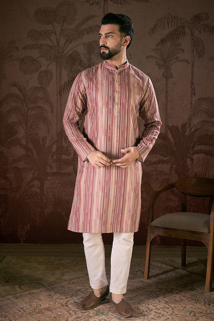 Mauve Silk Blend Floral Printed Straight Kurta MKU1919