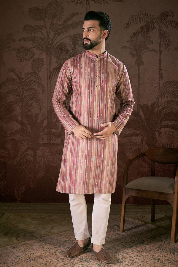 Mauve Silk Blend Floral Printed Straight Kurta MKU1919
