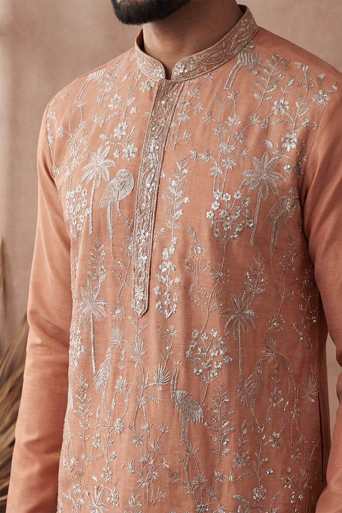 Orange Modal Embroidered Calf Length Straight Regular Kurta MKU2176