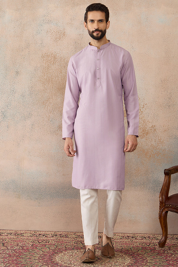 Lavender Silk Blend Solid Solid Kurta MKU2219