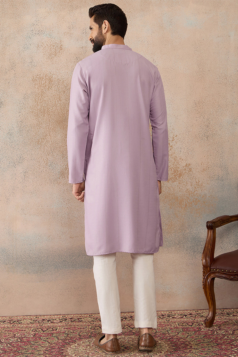 Lavender Silk Blend Solid Solid Kurta With Trousers MKSET2219