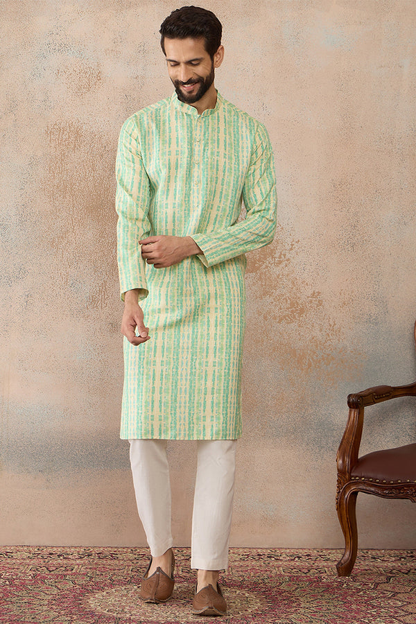 Multi Silk Blend Abstract Printed Kurta With Trousers MKSET2251