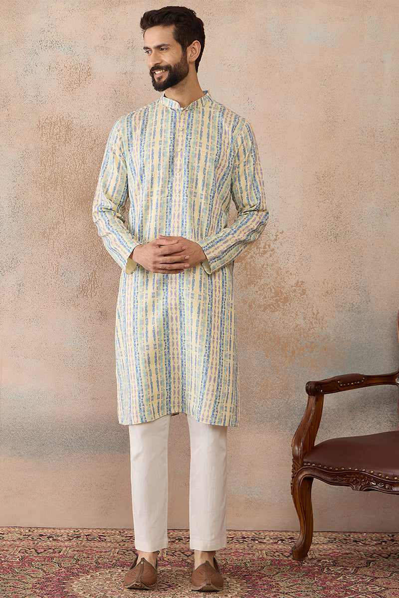 Multi Silk Blend Abstract Printed Kurta MKU2252