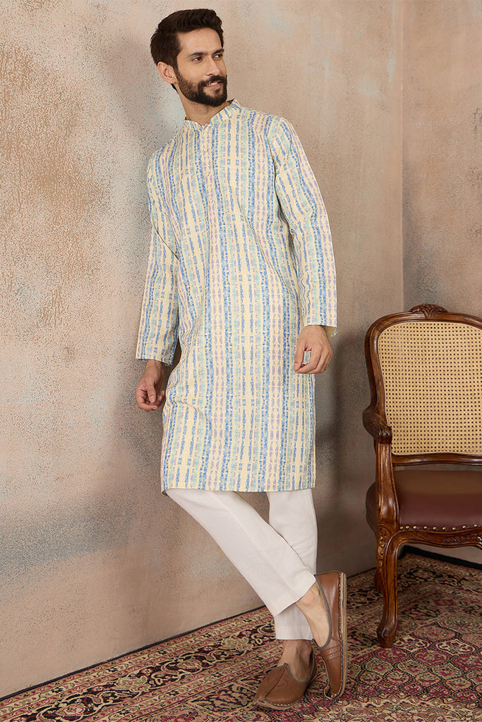 Multi Silk Blend Abstract Printed Kurta MKU2252