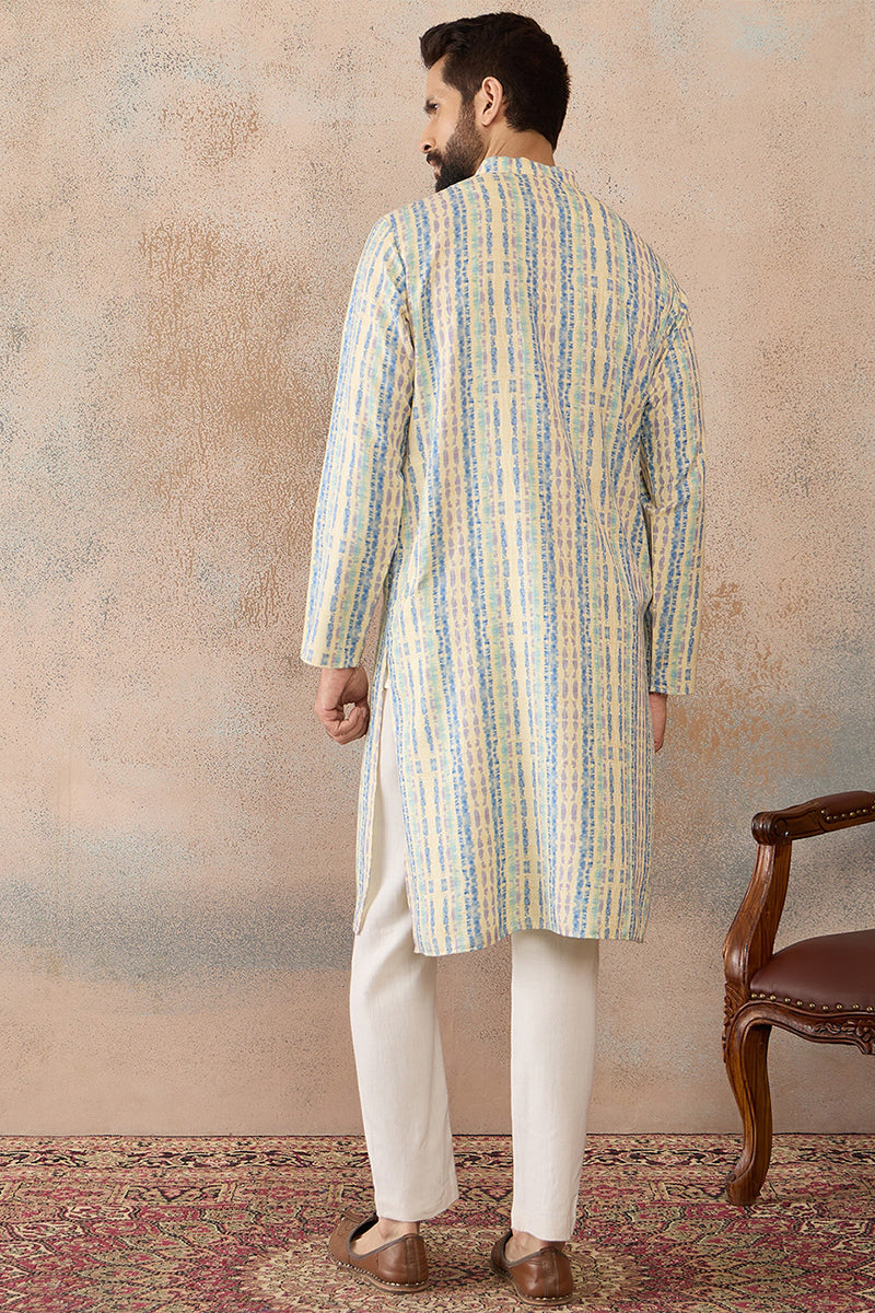Multi Silk Blend Abstract Printed Kurta MKU2252