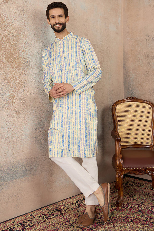 Multi Silk Blend Abstract Printed Kurta MKU2252