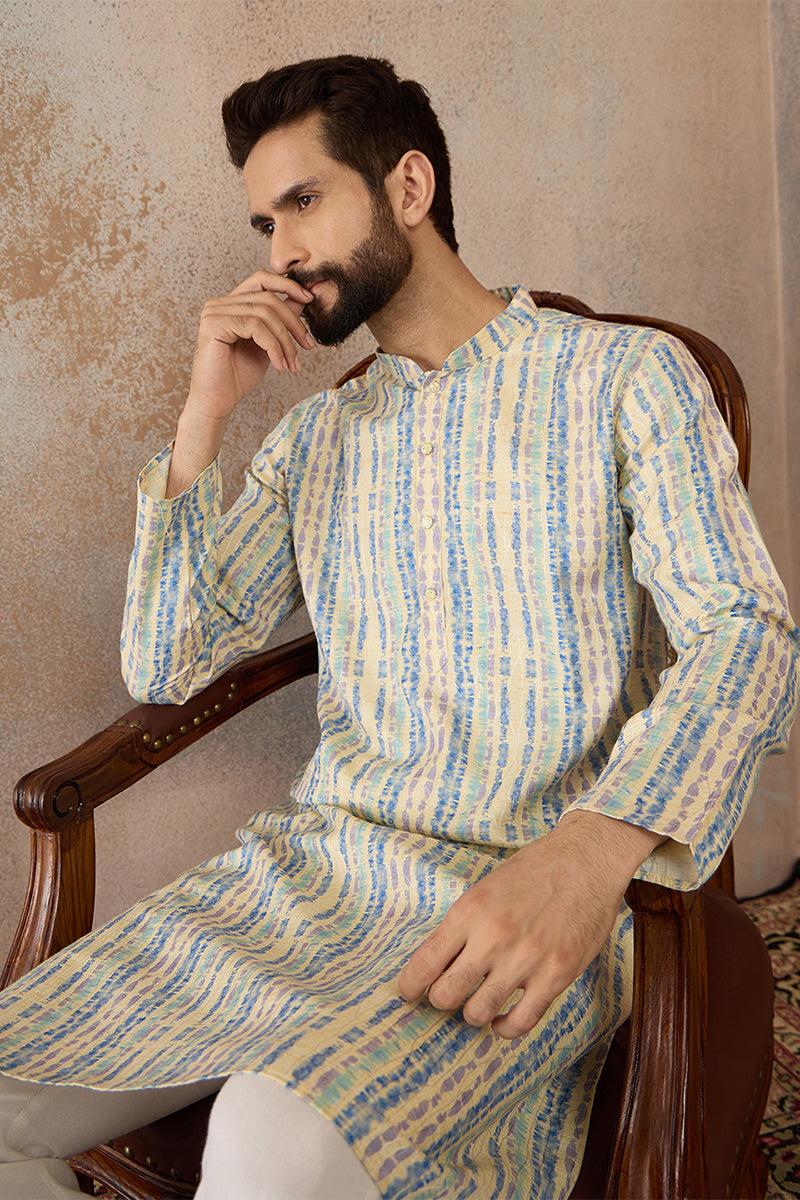 Multi Silk Blend Abstract Printed Kurta MKU2252