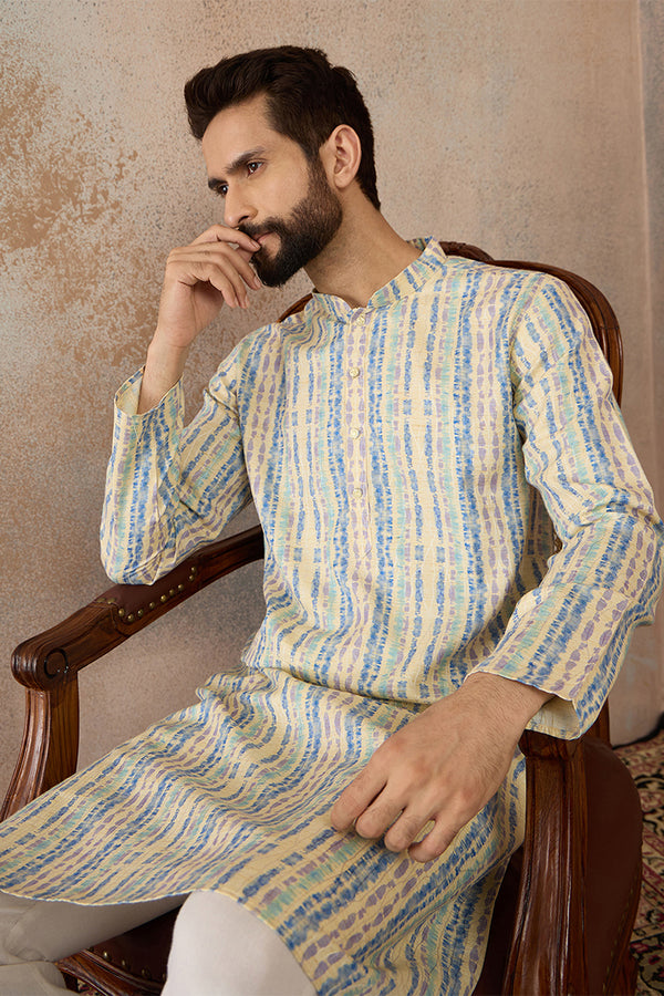 Multi Silk Blend Abstract Printed Kurta MKU2252