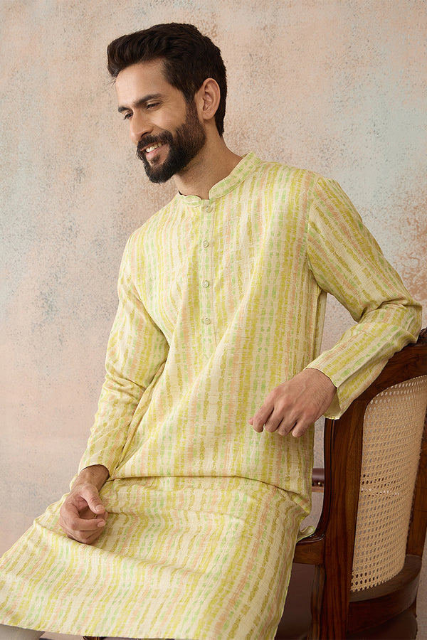 Multi Silk Blend Abstract Printed Kurta With Trousers MKSET2255
