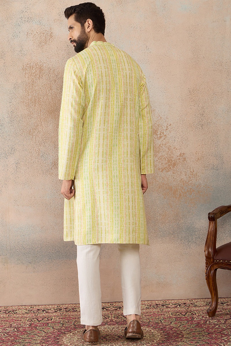 Multi Silk Blend Abstract Printed Kurta With Trousers MKSET2255