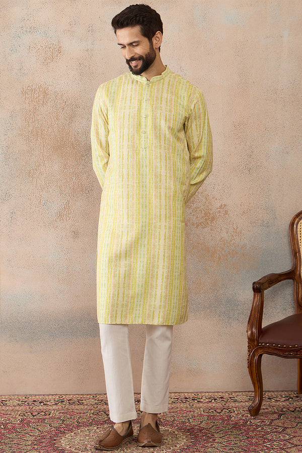 Multi Silk Blend Abstract Printed Kurta With Trousers MKSET2255
