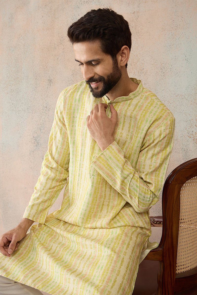 Multi Silk Blend Abstract Printed Kurta With Trousers MKSET2255