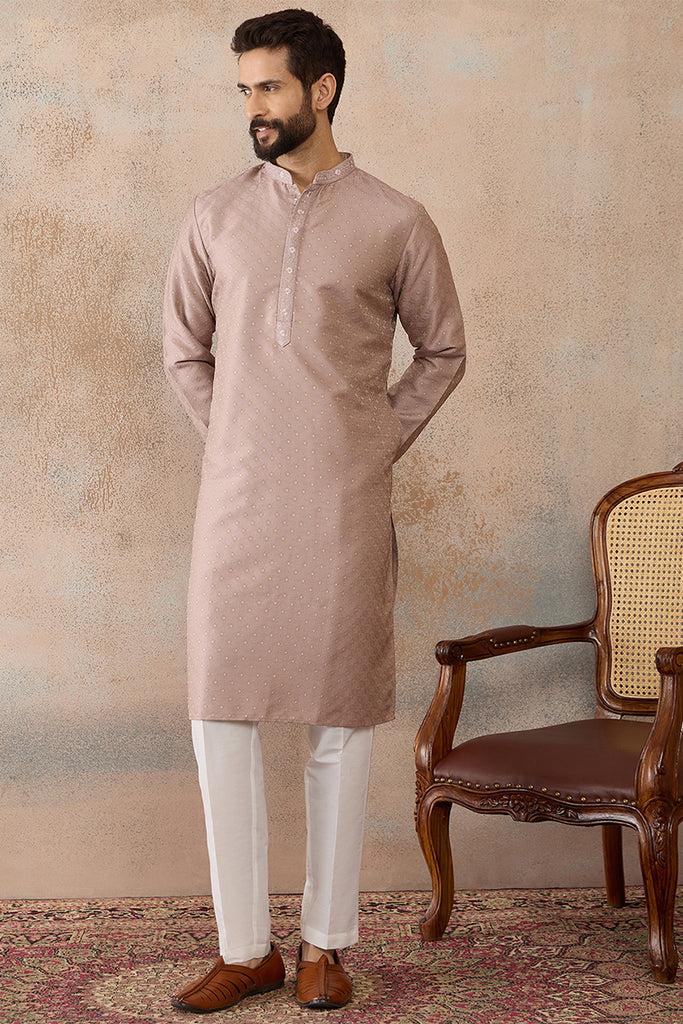 Lavender Silk Blend Floral Embroidered Kurta MKU2325