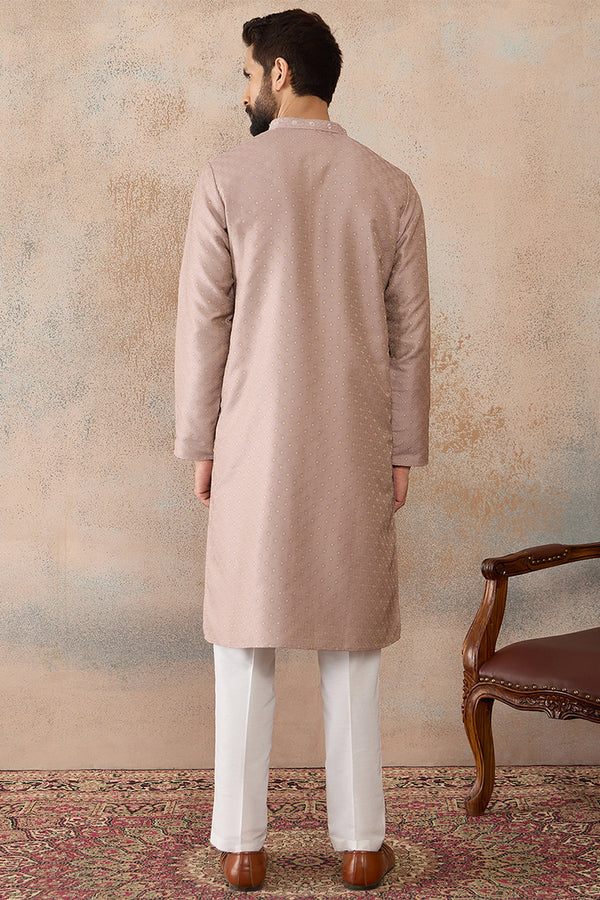 Lavender Silk Blend Floral Embroidered Kurta With Trouser MKSET2325
