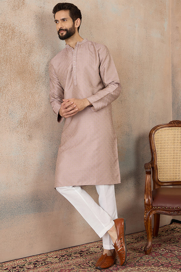 Lavender Silk Blend Floral Embroidered Kurta MKU2325