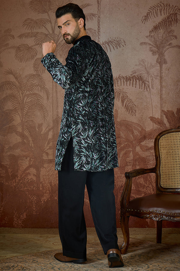 Black Velvet Ethnic Motifs Printed  Kurta MKU2539