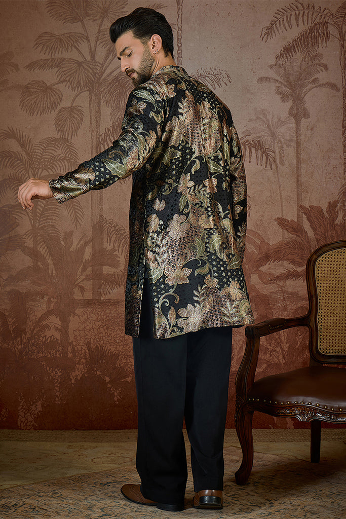Black Velvet Floral Printed  Kurta MKU2540