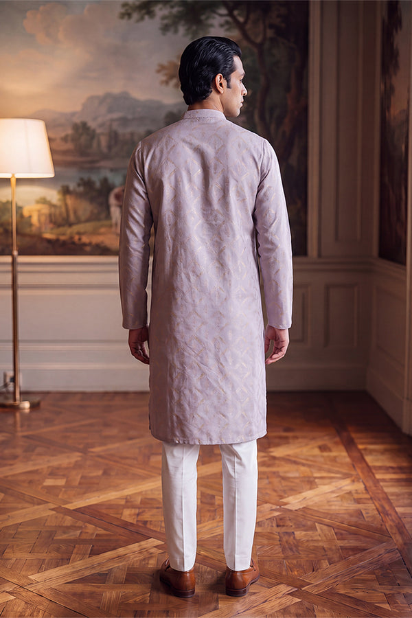 Blue Jacquard Geometric Embroidered Kurta With Trouser MKSET2553