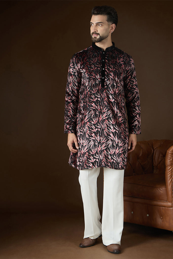 Black Velvet Ethnic Motifs Printed  Kurta MKU2722
