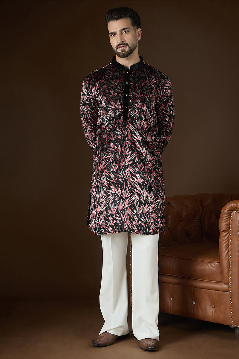 Black Velvet Ethnic Motifs Printed  Kurta MKU2722